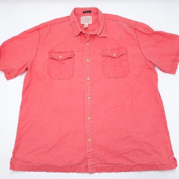 St. John's Bay Shirt Men's 2XL Red Cotton Flap Pockets Short Sleeve Button-Up - Picture 1 of 6